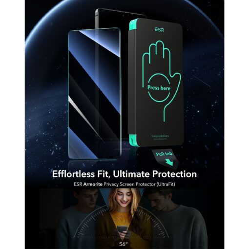 ESR รุ่น Privacy Glass Screen - ฟิล์มกระจก Galaxy S25 Ultra - สี Black (1 Pack) - Image 2