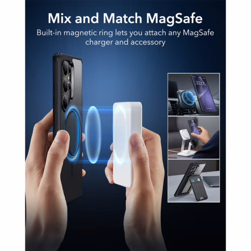 ESR รุ่น Classic Hybrid Case (HaloLock) - เคส Galaxy S25 Ultra - สี Clear Black