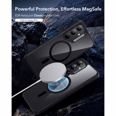 ESR รุ่น Classic Hybrid Case (HaloLock) - เคส Galaxy S25 Plus - สี Clear Black