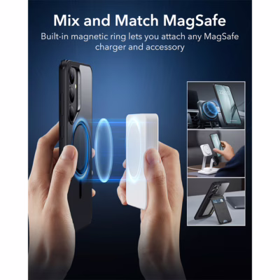 ESR รุ่น Classic Hybrid Case (HaloLock) - เคส Galaxy S25 Plus - สี Clear Black