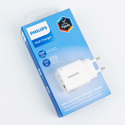 Philips หัวชาร์จ รุ่น PD20W อะแดปเตอร์ 2 พอร์ต - สี White