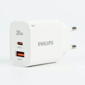 Philips หัวชาร์จ รุ่น PD20W อะแดปเตอร์ 2 พอร์ต - สี White