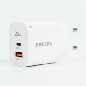 Philips หัวชาร์จ รุ่น PD20W อะแดปเตอร์ 2 พอร์ต - สี White
