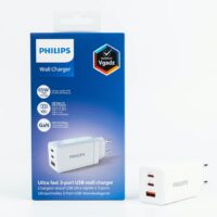 Philips หัวชาร์จ รุ่น PD65W อะแดปเตอร์ 3 พอร์ต ชาร์จไว PD QC 3.0 GaN - สี White