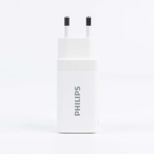 Philips หัวชาร์จ รุ่น PD65W อะแดปเตอร์ 3 พอร์ต ชาร์จไว PD QC 3.0 GaN - สี White