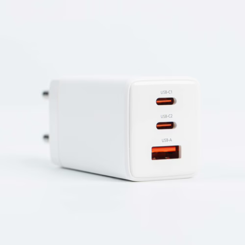 Philips หัวชาร์จ รุ่น PD65W อะแดปเตอร์ 3 พอร์ต ชาร์จไว PD QC 3.0 GaN - สี White