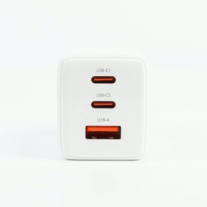 Philips หัวชาร์จ รุ่น PD65W อะแดปเตอร์ 3 พอร์ต ชาร์จไว PD QC 3.0 GaN - สี White