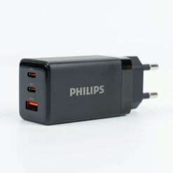 Philips หัวชาร์จ รุ่น PD65W อะแดปเตอร์ 3 พอร์ต ชาร์จไว PD QC 3.0 GaN - สี Black
