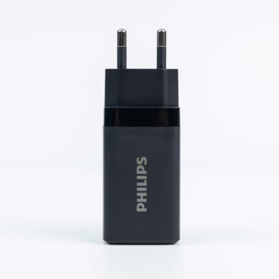 Philips หัวชาร์จ รุ่น PD65W อะแดปเตอร์ 3 พอร์ต ชาร์จไว PD QC 3.0 GaN - สี Black