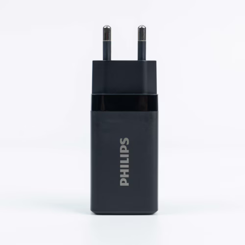 Philips หัวชาร์จ รุ่น PD65W อะแดปเตอร์ 3 พอร์ต ชาร์จไว PD QC 3.0 GaN - สี Black
