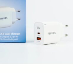 Philips หัวชาร์จ รุ่น PD33W อะแดปเตอร์ 2 พอร์ต GaN - สี White