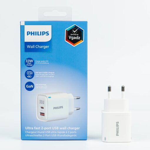 Philips หัวชาร์จ รุ่น PD33W อะแดปเตอร์ 2 พอร์ต GaN - สี White - Image 4