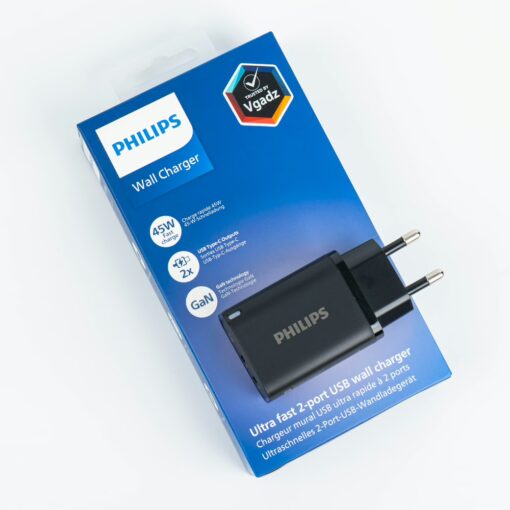 Philips หัวชาร์จ รุ่น PD45W อะแดปเตอร์ 2 พอร์ต GaN - สี Black - Image 4