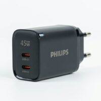 Philips หัวชาร์จ รุ่น PD45W อะแดปเตอร์ 2 พอร์ต GaN - สี Black