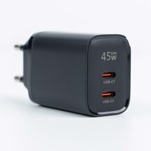 Philips หัวชาร์จ รุ่น PD45W อะแดปเตอร์ 2 พอร์ต GaN - สี Black