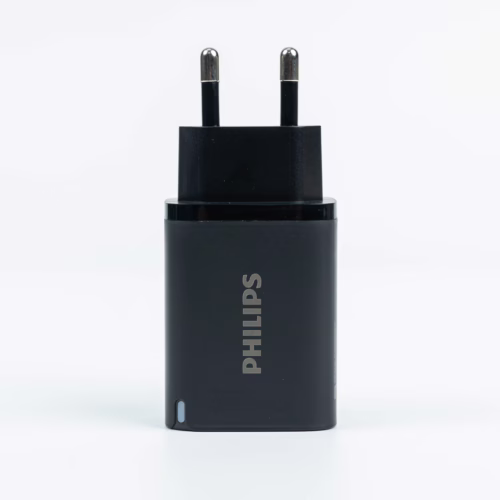 Philips หัวชาร์จ รุ่น PD45W อะแดปเตอร์ 2 พอร์ต GaN - สี Black