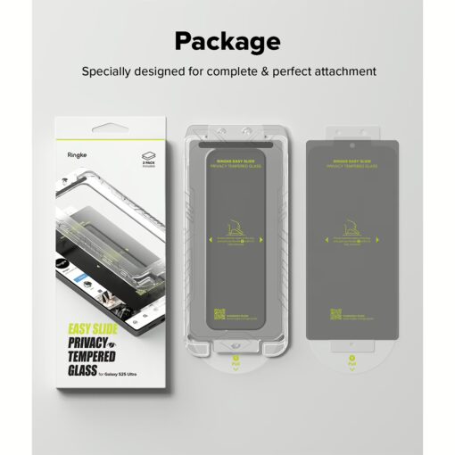 Ringke รุ่น Easy Slide Privacy Tempered Glass - ฟิล์มกระจก Galaxy S25 Ultra (ฟิล์ม 2 แผ่น พร้อมอุปกรณ์ติดตั้ง) - Image 19
