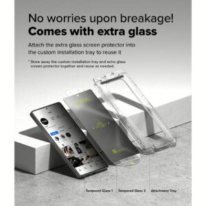 Ringke รุ่น Easy Slide Privacy Tempered Glass - ฟิล์มกระจก Galaxy S25 Ultra (ฟิล์ม 2 แผ่น พร้อมอุปกรณ์ติดตั้ง)