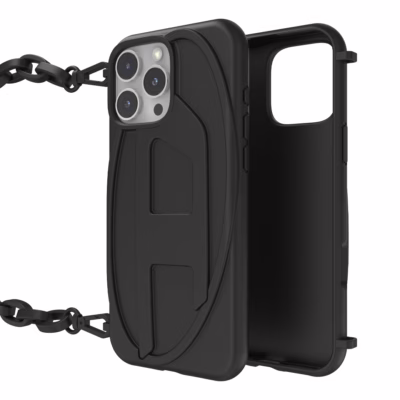 Diesel รุ่น Oval D Chain - เคส iPhone 16 Pro Max - สี Black