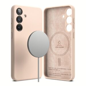 Ringke รุ่น Silicone Magnetic - เคส Galaxy S25 - สี Pink Sand