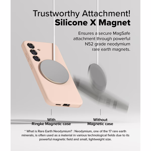 Ringke รุ่น Silicone Magnetic - เคส Galaxy S25 - สี Pink Sand