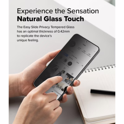 Ringke รุ่น Easy Slide Privacy Tempered Glass - ฟิล์มกระจก Galaxy S25 Plus (ฟิล์ม 2 แผ่น พร้อมอุปกรณ์ติดตั้ง)