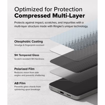 Ringke รุ่น Easy Slide Privacy Tempered Glass - ฟิล์มกระจก Galaxy S25 Plus (ฟิล์ม 2 แผ่น พร้อมอุปกรณ์ติดตั้ง)