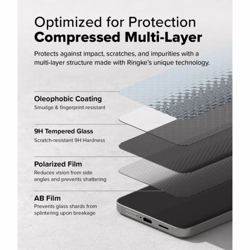Ringke รุ่น Easy Slide Privacy Tempered Glass - ฟิล์มกระจก Galaxy S25 Plus (ฟิล์ม 2 แผ่น พร้อมอุปกรณ์ติดตั้ง)