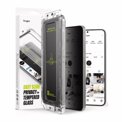 Ringke รุ่น Easy Slide Privacy Tempered Glass - ฟิล์มกระจก Galaxy S25 Plus (ฟิล์ม 2 แผ่น พร้อมอุปกรณ์ติดตั้ง)