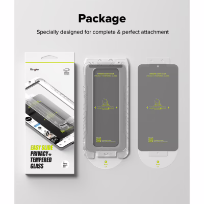 Ringke รุ่น Easy Slide Privacy Tempered Glass - ฟิล์มกระจก Galaxy S25 Plus (ฟิล์ม 2 แผ่น พร้อมอุปกรณ์ติดตั้ง)