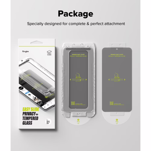 Ringke รุ่น Easy Slide Privacy Tempered Glass - ฟิล์มกระจก Galaxy S25 Plus (ฟิล์ม 2 แผ่น พร้อมอุปกรณ์ติดตั้ง)