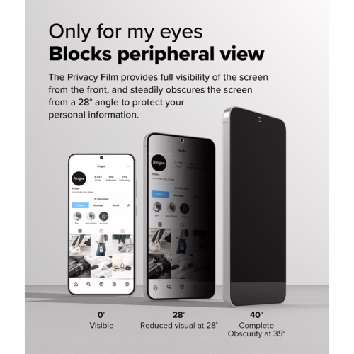Ringke รุ่น Easy Slide Privacy Tempered Glass - ฟิล์มกระจก Galaxy S25 Plus (ฟิล์ม 2 แผ่น พร้อมอุปกรณ์ติดตั้ง)