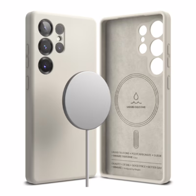 Ringke รุ่น Silicone Magnetic - เคส Galaxy S25 Ultra - สี Stone