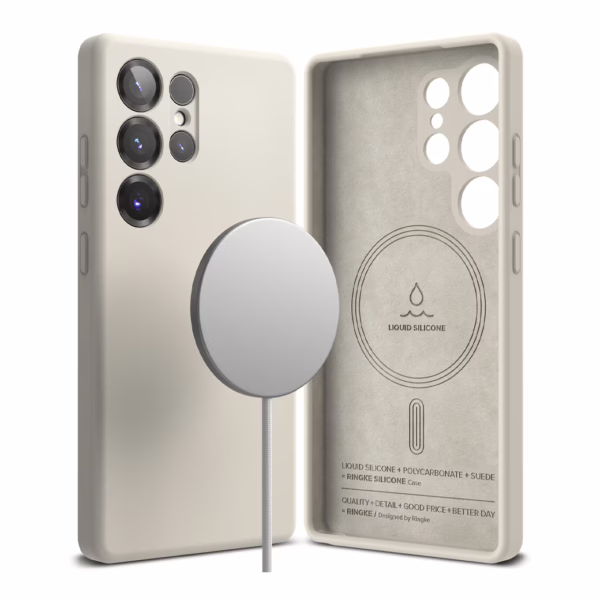 Ringke รุ่น Silicone Magnetic - เคส Galaxy S25 Ultra - สี Stone