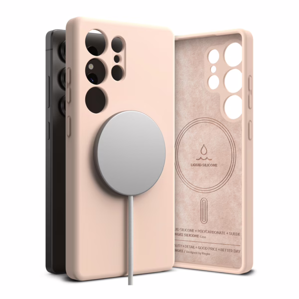Ringke รุ่น Silicone Magnetic - เคส Galaxy S25 Ultra - สี Pink Sand