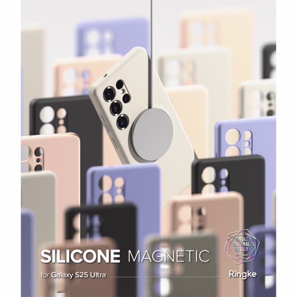 Ringke รุ่น Silicone Magnetic - เคส Galaxy S25 Ultra - สี Pink Sand