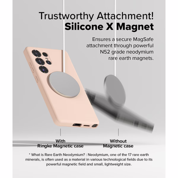 Ringke รุ่น Silicone Magnetic - เคส Galaxy S25 Ultra - สี Pink Sand