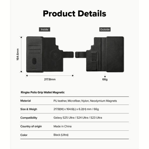 Ringke รุ่น Folio Grip Wallet Magnetic - เคส Galaxy S25 Ultra / S24 Ultra / S23 Ultra - สี Black - Image 19