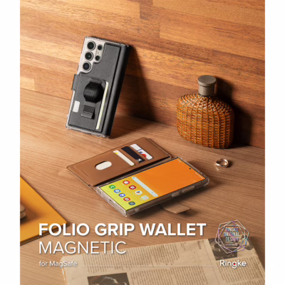 Ringke รุ่น Folio Grip Wallet Magnetic - เคส Galaxy S25 Ultra / S24 Ultra / S23 Ultra - สี Black
