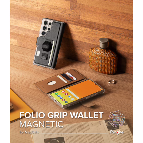 Ringke รุ่น Folio Grip Wallet Magnetic - เคส Galaxy S25 Ultra / S24 Ultra / S23 Ultra - สี Black