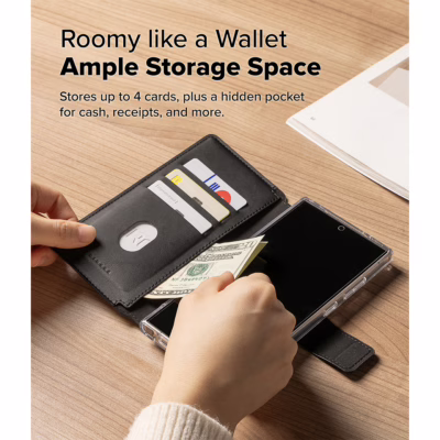 Ringke รุ่น Folio Grip Wallet Magnetic - เคส Galaxy S25 Ultra / S24 Ultra / S23 Ultra - สี Black