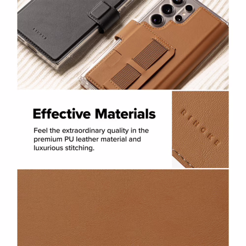 Ringke รุ่น Folio Grip Wallet Magnetic - เคส Galaxy S25 Ultra / S24 Ultra / S23 Ultra - สี Brown