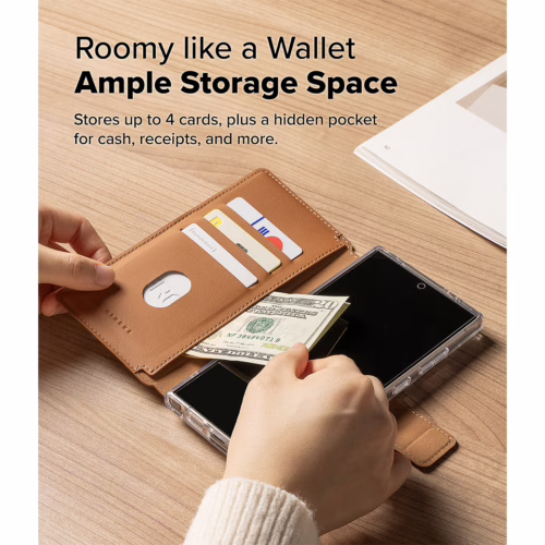 Ringke รุ่น Folio Grip Wallet Magnetic - เคส Galaxy S25 Ultra / S24 Ultra / S23 Ultra - สี Brown