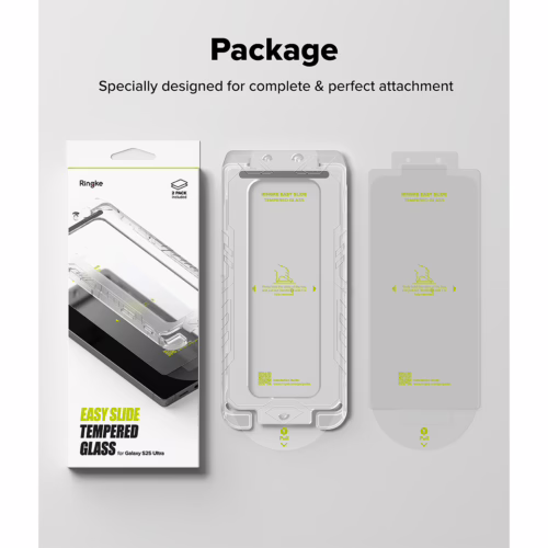 Ringke รุ่น Easy Slide Tempered Glass - ฟิล์มกระจก Galaxy S25 Ultra (ฟิล์ม 2 แผ่น พร้อมอุปกรณ์ติดตั้ง)