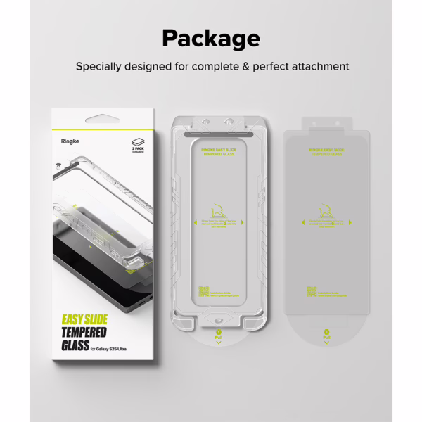 Ringke รุ่น Easy Slide Tempered Glass - ฟิล์มกระจก Galaxy S25 Ultra (ฟิล์ม 2 แผ่น พร้อมอุปกรณ์ติดตั้ง)