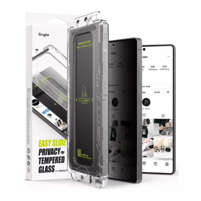 Ringke รุ่น Easy Slide Privacy Tempered Glass - ฟิล์มกระจก Galaxy S25 Ultra (ฟิล์ม 2 แผ่น พร้อมอุปกรณ์ติดตั้ง)