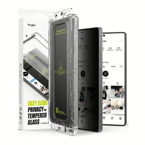 Ringke รุ่น Easy Slide Privacy Tempered Glass - ฟิล์มกระจก Galaxy S25 Ultra (ฟิล์ม 2 แผ่น พร้อมอุปกรณ์ติดตั้ง)
