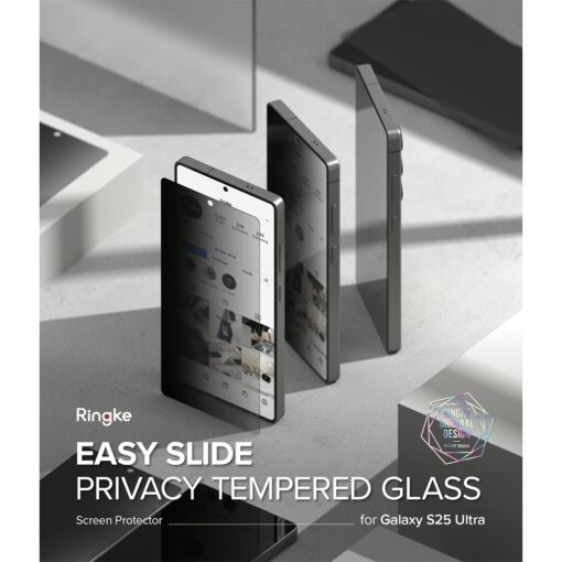 Ringke รุ่น Easy Slide Privacy Tempered Glass - ฟิล์มกระจก Galaxy S25 Ultra (ฟิล์ม 2 แผ่น พร้อมอุปกรณ์ติดตั้ง) - Image 3