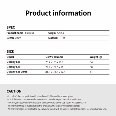 Araree รุ่น Flexield - เคส Galaxy S25 Ultra - สี Clear Black