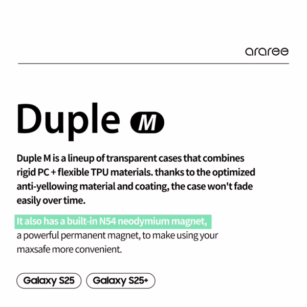 Araree รุ่น Duple M - เคส Galaxy S25 - สี Clear